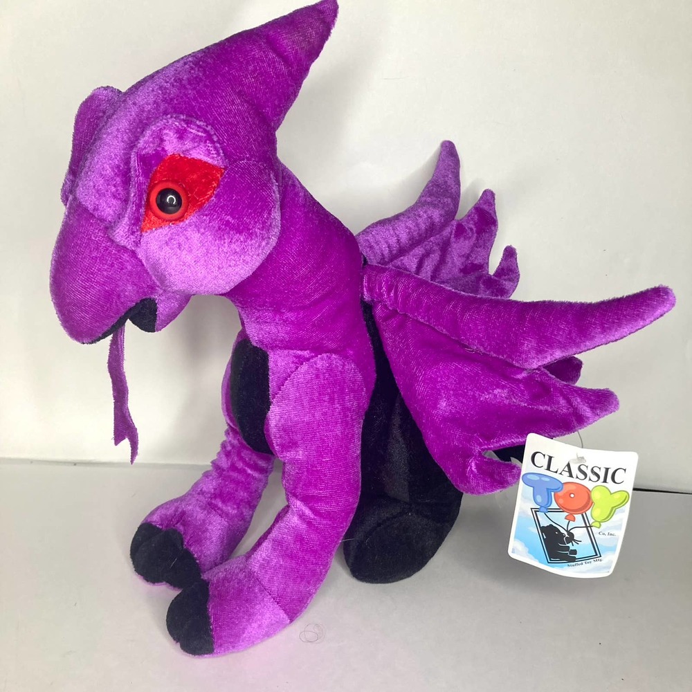 Dragon Purple Black Classic Toy Company 12" Plush Stuffed Animal Toy Tag